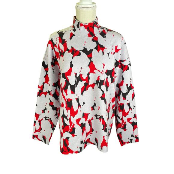 Anthropologie Lizzie Floral Sweater Women's XL Mock Neck Soft Knit Abstract Art - Picture 3 of 9